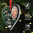 Custom Photo Memorial Personalized Ornament - Acrylic Heart Shaped - Christmas Gift, Sympathy Gift - Joliny