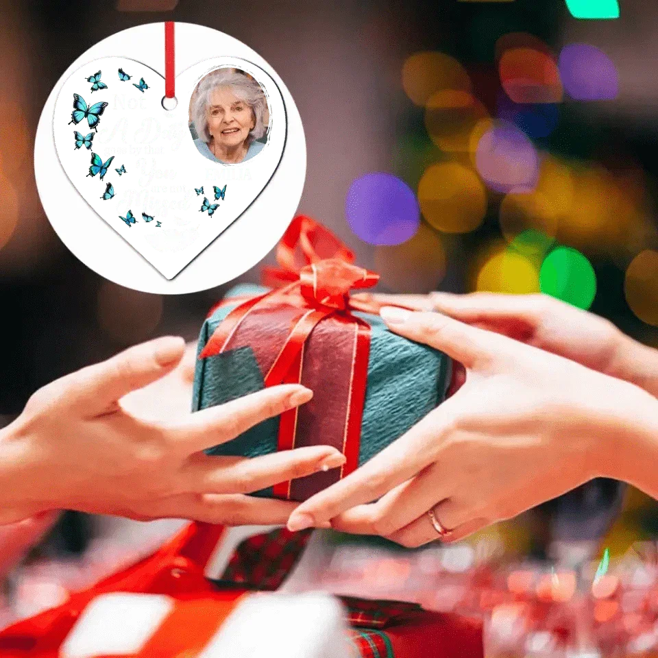 Custom Photo Memorial Personalized Ornament - Acrylic Heart Shaped - Christmas Gift, Sympathy Gift - Joliny