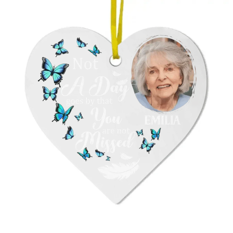 Custom Photo Memorial Personalized Ornament - Acrylic Heart Shaped - Christmas Gift, Sympathy Gift - Joliny
