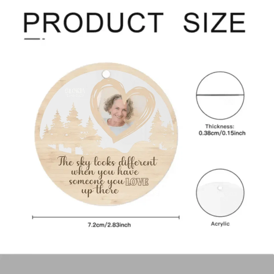 Custom Photo Personalized Acrylic Circle Ornament - The Sky Looks Different - Joliny