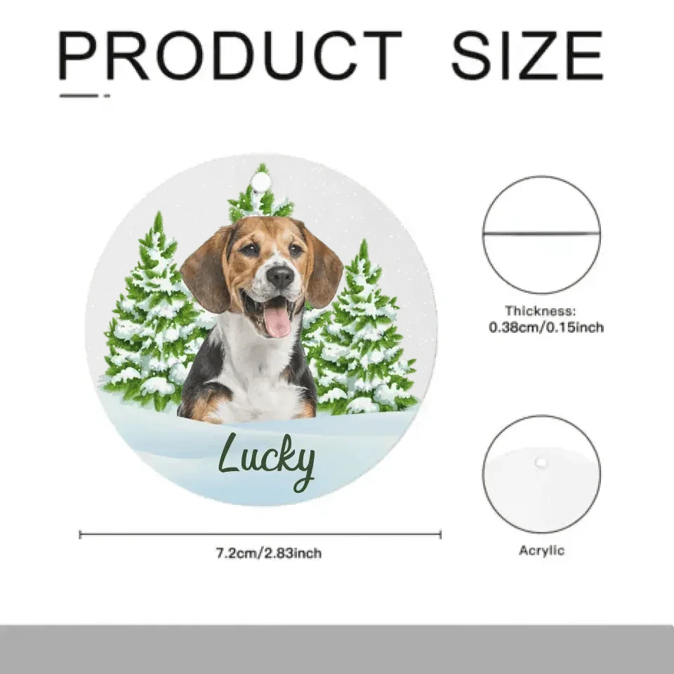 Custom Photo Pet Face Personalized Circle Acrylic Ornament - Christmas Gift For Pet Lovers, Pet Memorial - Joliny