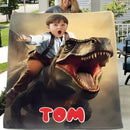 Custom Photo, Ride The Dinosaur Blanket - Joliny