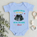 Custom Photo Started from the belly, now I'm here - Family Personalized Custom Baby Onesie - Mother's Day, Baby Shower Gift, Gift For First Mom - Joliny