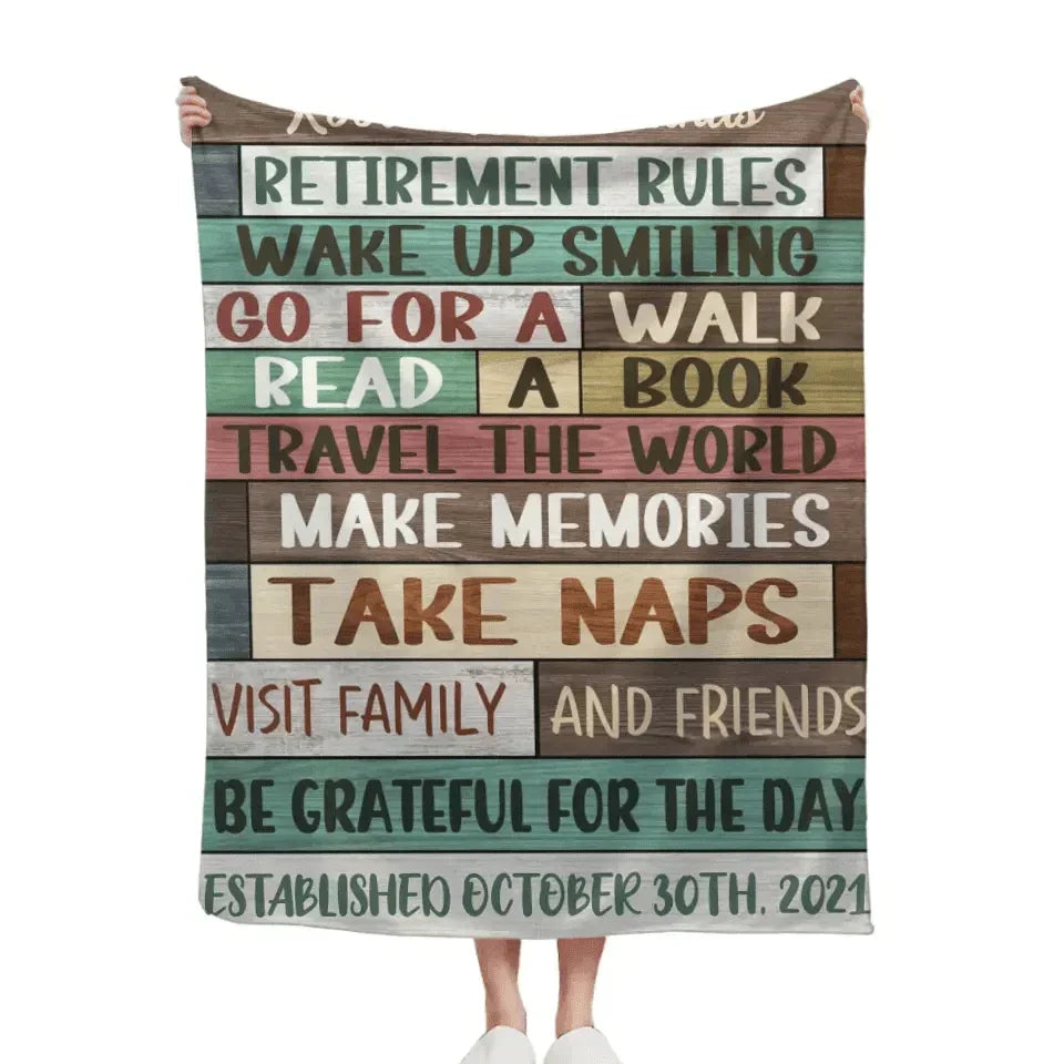 Custom Retirement Rules Blanket, Farewell Gift