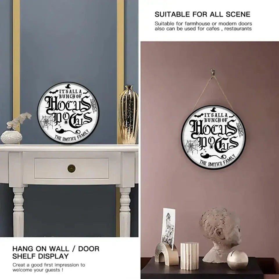 Custom The Good Witch's Family Wood Sign - Personalized Halloween Round Furniture Decoration Wood Sign - Halloween Gift for Family Members - Joliny