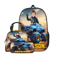 Custom Truck School Bag with Boy's Name Print, Personalized Kid's School Season Gift - Joliny