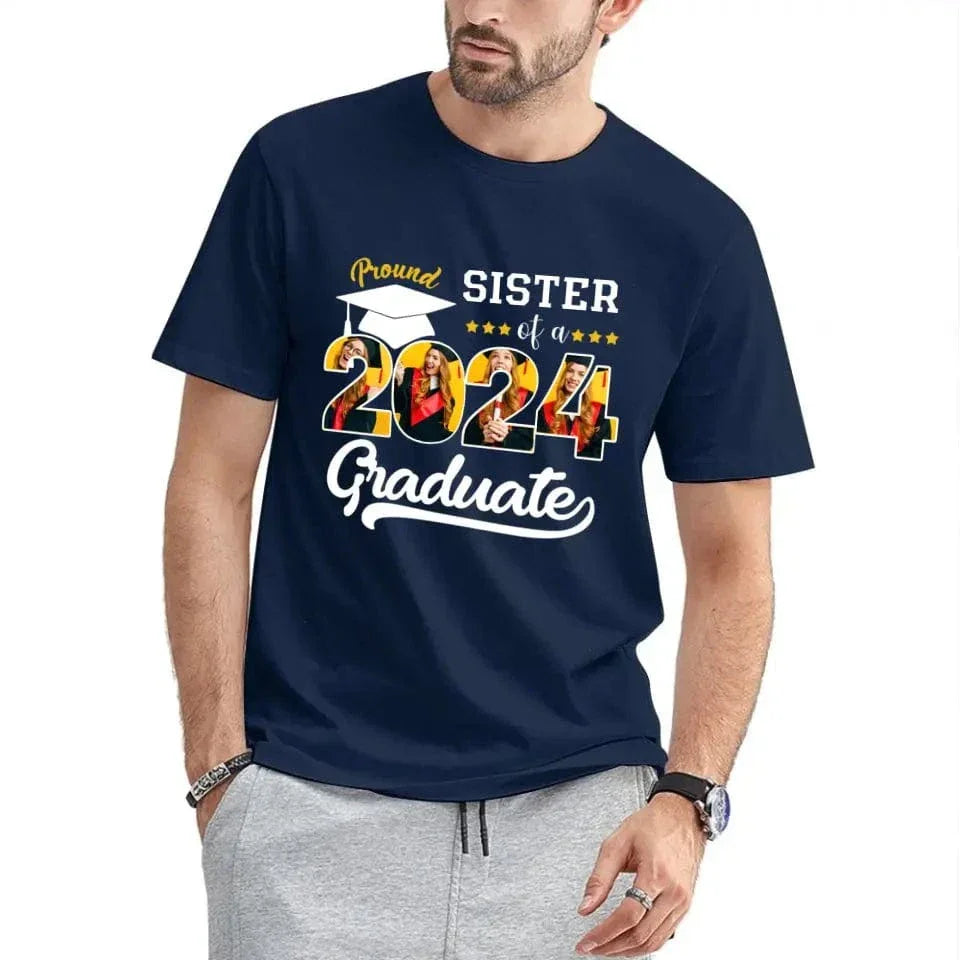 Custom Vintage Photos T-Shirt, Proud Family Team of a 2024 Graduation - Joliny