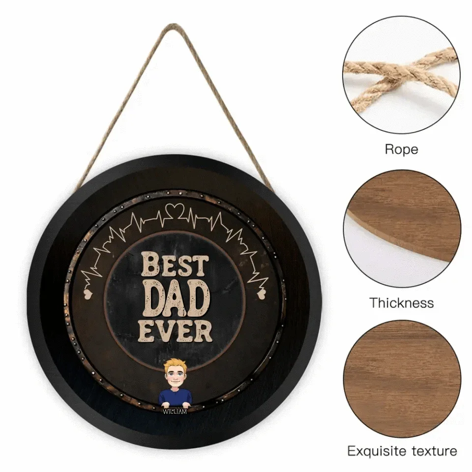 Custom Wooden Door Sign - Personalized Family Figures and Names Wooden Door Plaque - A Gift For Family,Dad,Mom - Joliny