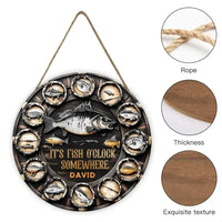 It's Fish Oclock Somewhere - Personalized Fishing Wooden Door Sign - A Gift for the Fishing Enthusiast! - Joliny