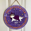Custom Wooden Door Sign - Personalized The Wicked Witch And Little Monsters Live Here - Halloween Gift for Pet Lovers, Cat Lovers - Joliny