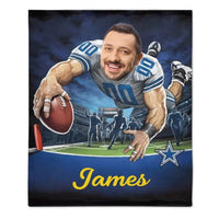 Customised Football Themed Blankets - Personalised Photo and Name Footballer Blankets - A Gift For Father,Football Players,Football Lovers - Joliny