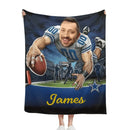 Customised Football Themed Blankets - Personalised Photo and Name Footballer Blankets - A Gift For Father,Football Players,Football Lovers - Joliny