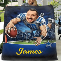 Customised Football Themed Blankets - Personalised Photo and Name Footballer Blankets - A Gift For Father,Football Players,Football Lovers - Joliny