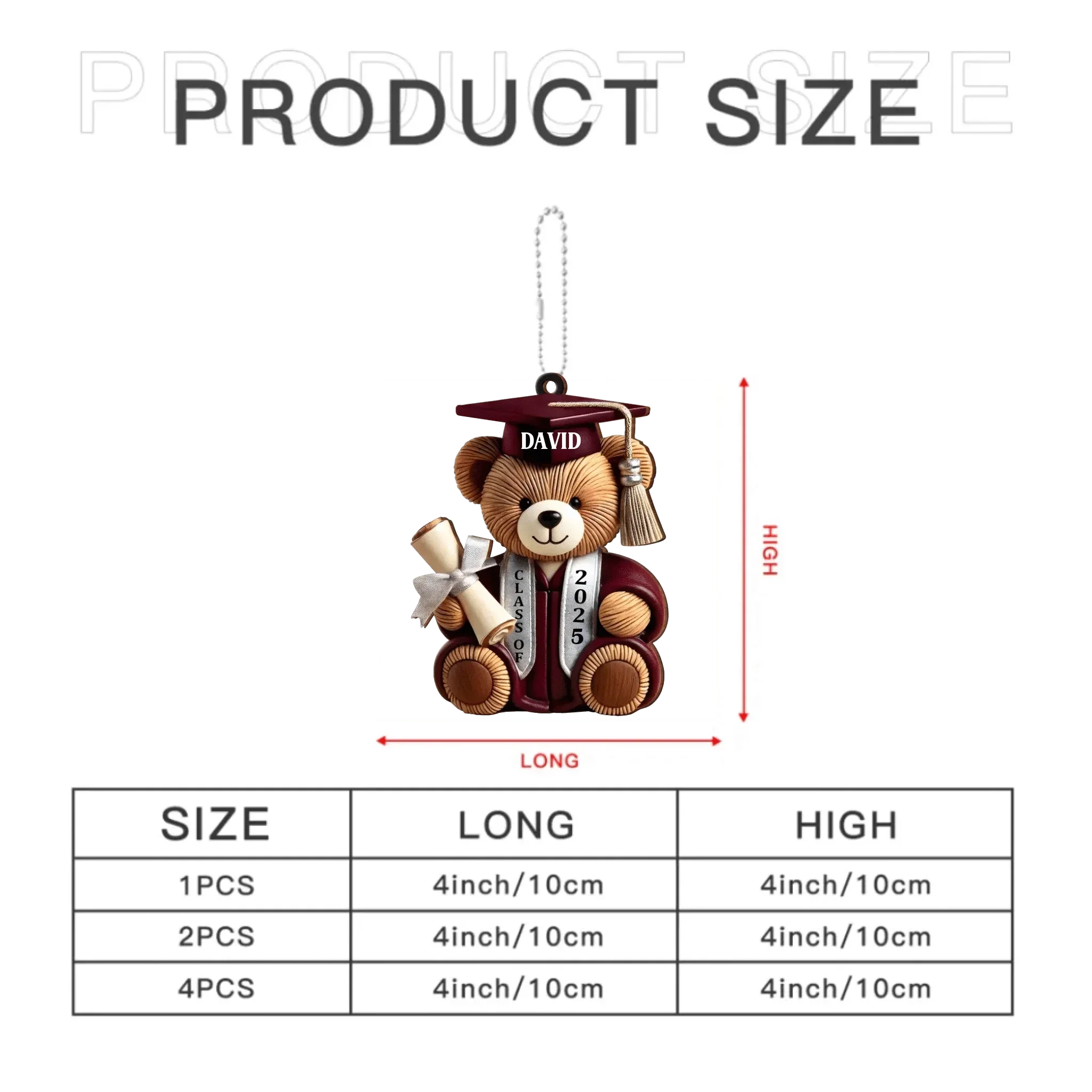 Customised Graduation Blessing Teddy Bear - Personalised Teddy Bear and Name, Year Acrylic Draduation Decoration - Gift For Graduates,Chlidren,Friend
