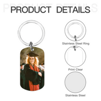 Customised Graduation Themed Keychains - Celebrate Graduation Keychain Personalised with Name and Photo - Memorial Gifts for Graduates,Friend,Family - Joliny