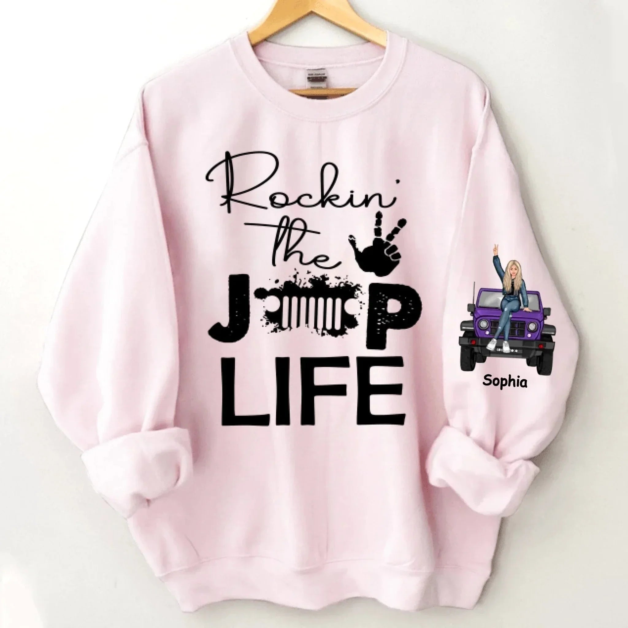Customised Jeep Themed Sweatshirt - Personalised Jeep and Rock Girl Print Sweatshirt - A Gift For Girl,Friend,BFF,Jeep Lovers - Joliny
