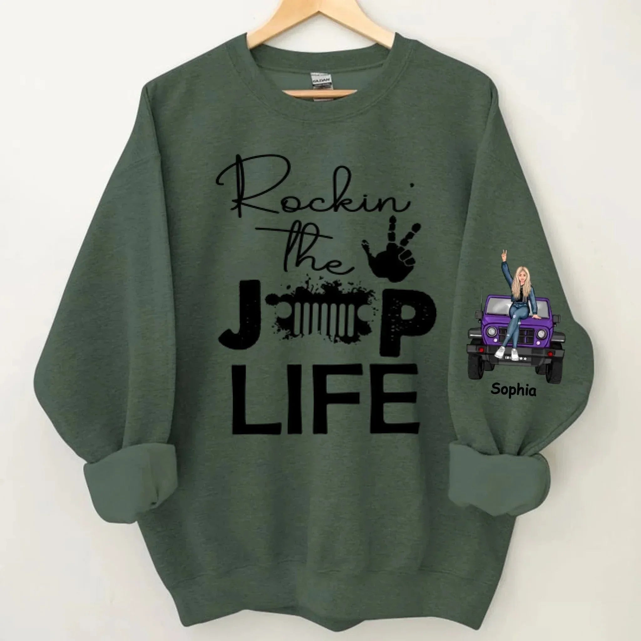 Customised Jeep Themed Sweatshirt - Personalised Jeep and Rock Girl Print Sweatshirt - A Gift For Girl,Friend,BFF,Jeep Lovers - Joliny