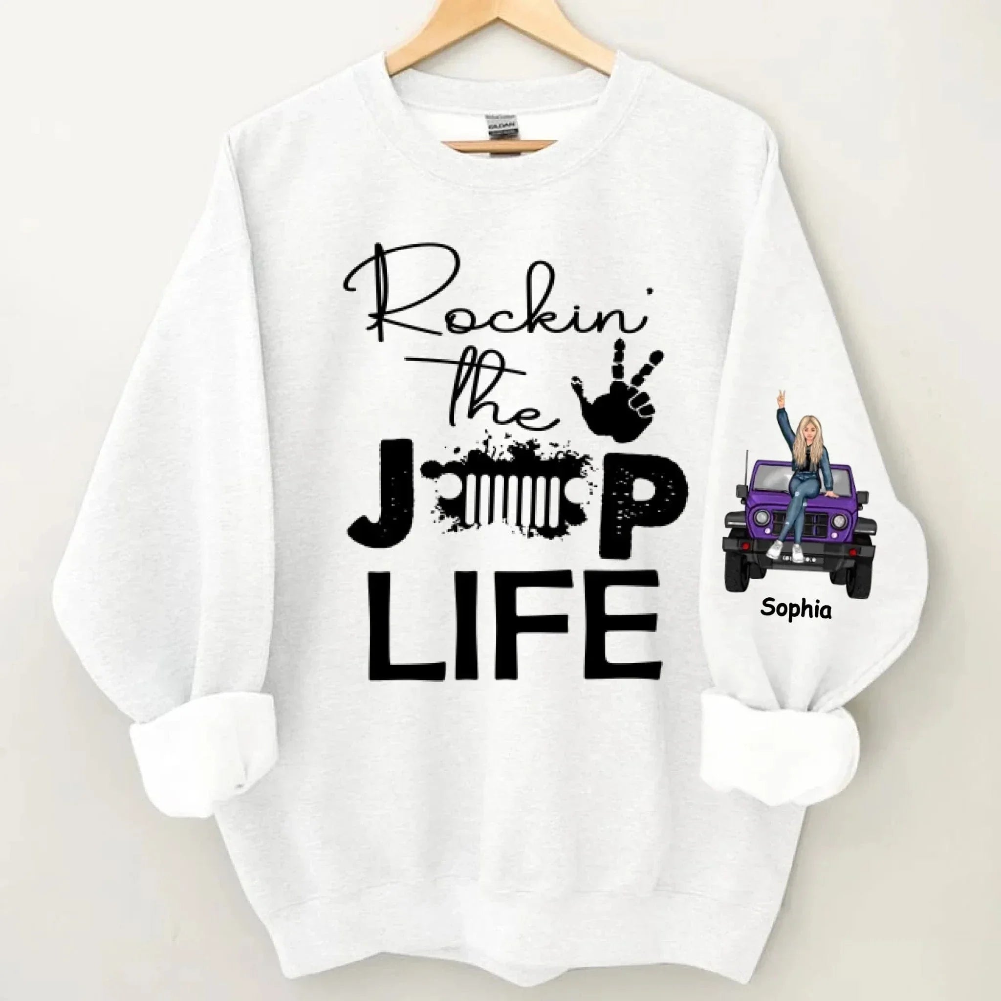 Customised Jeep Themed Sweatshirt - Personalised Jeep and Rock Girl Print Sweatshirt - A Gift For Girl,Friend,BFF,Jeep Lovers - Joliny