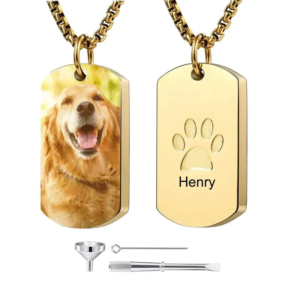 Customised Tag Necklace - Personalised Pet Photo and Name Paw Print keepsake Necklace - A Keepsake Gift For Pet Owners,Pet Lovers
