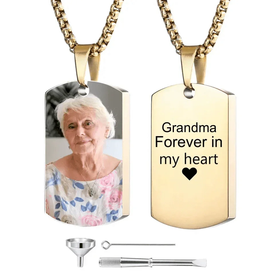 Customised Tag Necklace - Personalised Photo and Name keepsake Necklace - A Commemorative Gift For Yourself,Family,Friend