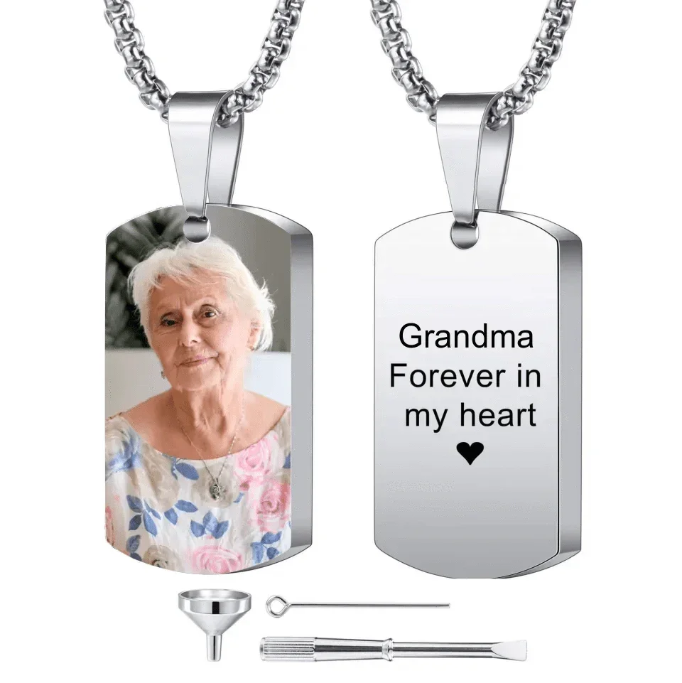 Customised Tag Necklace - Personalised Photo and Name keepsake Necklace - A Commemorative Gift For Yourself,Family,Friend