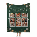 Customizable Christmas Home Blanket with 9 Photos - Christmas Themed Personalized Family Photo Soft Flannel Blanket - Christmas Gift For Family,Party - Joliny