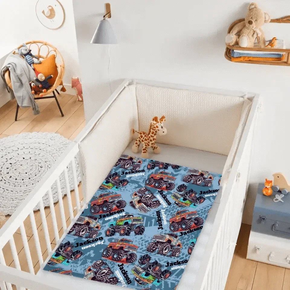 Customized Baby Blanket with Old Truck Name - Joliny