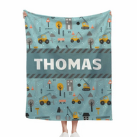 Customized Baby Name Blankets, Dump Trucks Construction Truck Baby Blankets - Joliny