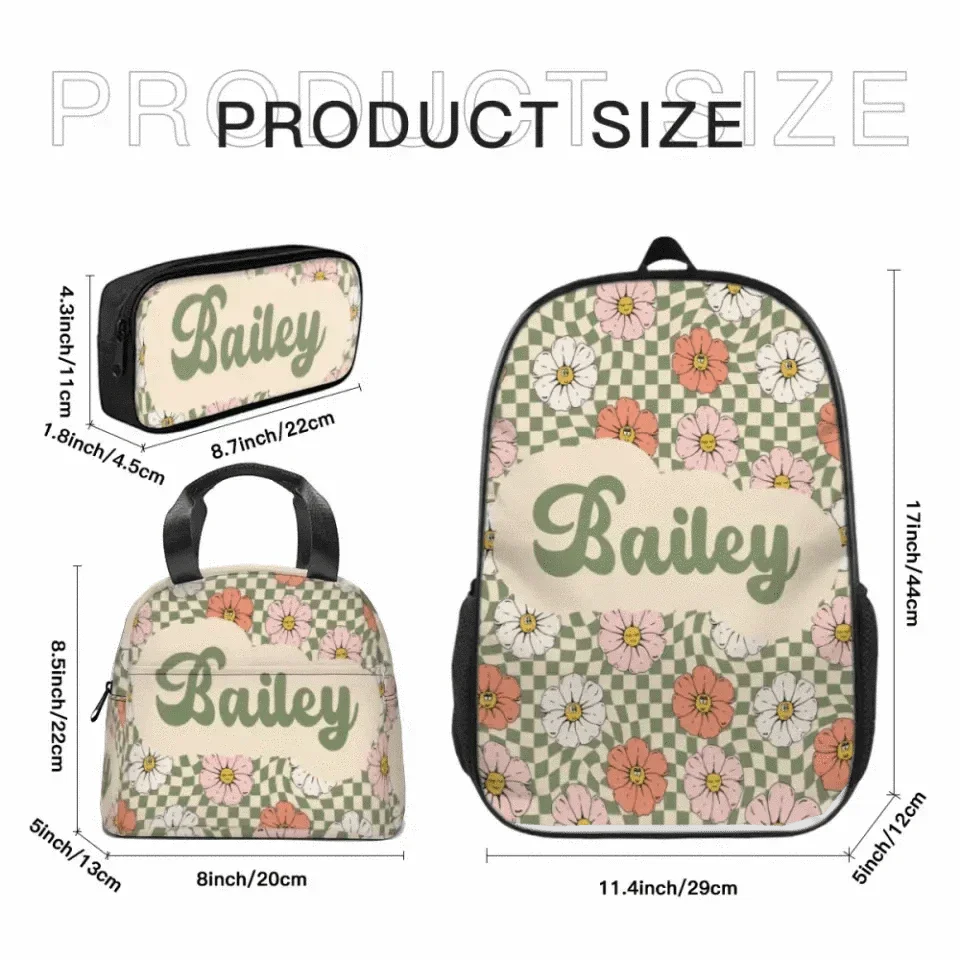 Customized Backpack With Retro Floral Name, A Gift For The Beginning Of School Season - Joliny