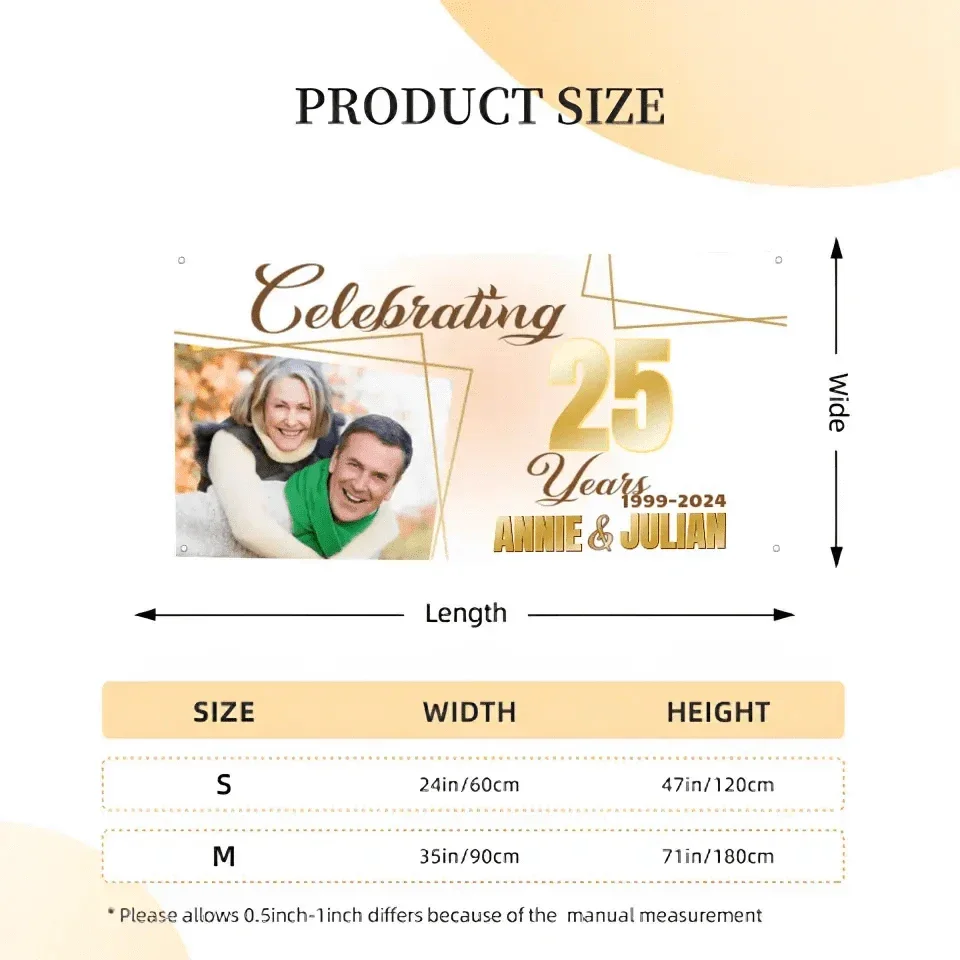 Customized Banner With Photo And Name - Personalized Anniversary Banner - Gift For Couples, Couples' Anniversary - Joliny