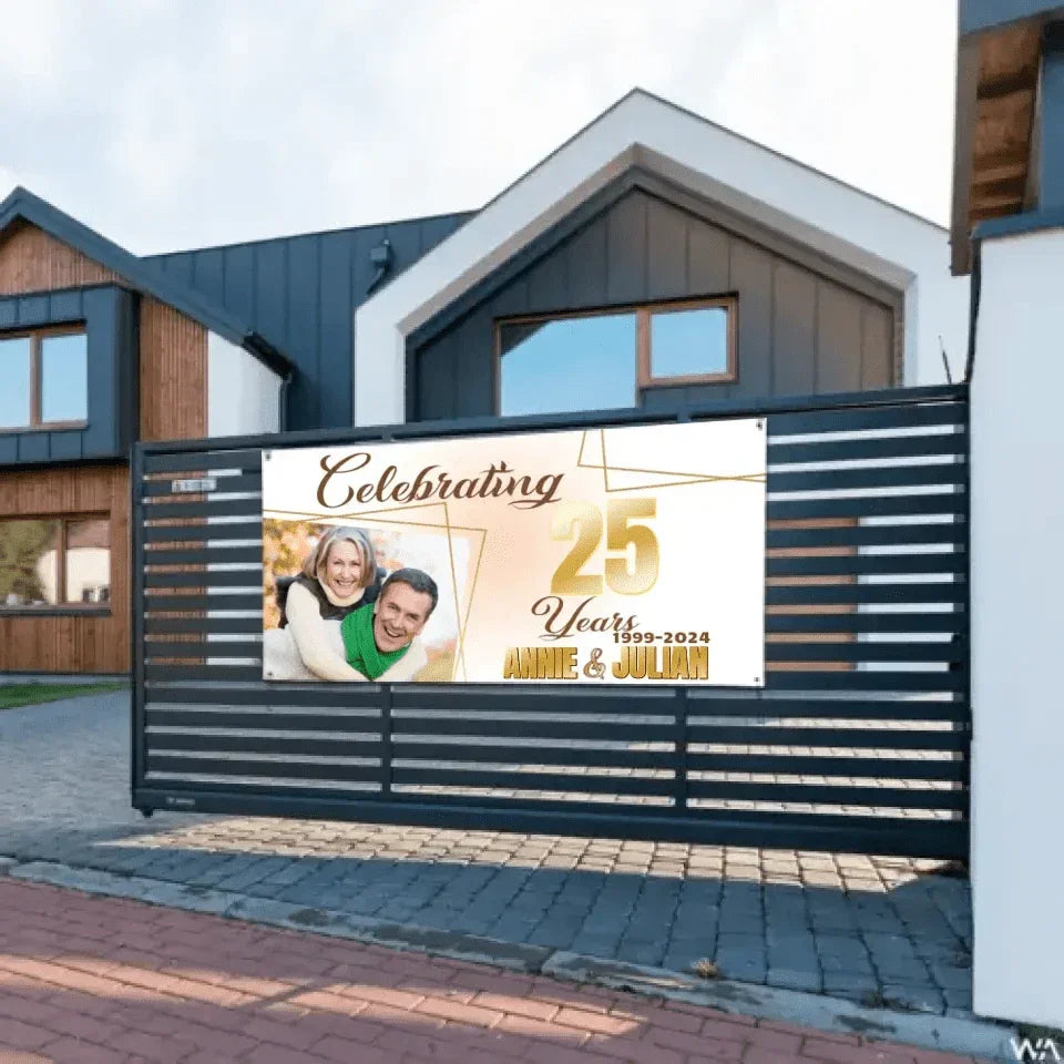 Customized Banner With Photo And Name - Personalized Anniversary Banner - Gift For Couples, Couples' Anniversary - Joliny