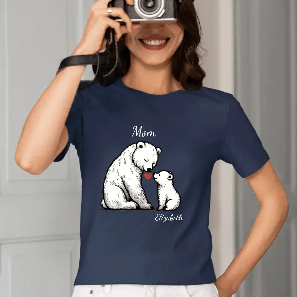 Customized bear children's cotton T-shirt with personalized name