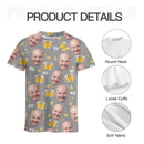 Customized Beer Celebration T-shirt - Beer and Pointy Hat Pattern Personalized Photo Clothes - A Gift For Party Host,Birthday Person,Friends,Colleague - Joliny