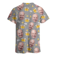Customized Beer Celebration T-shirt - Beer and Pointy Hat Pattern Personalized Photo Clothes - A Gift For Party Host,Birthday Person,Friends,Colleague - Joliny