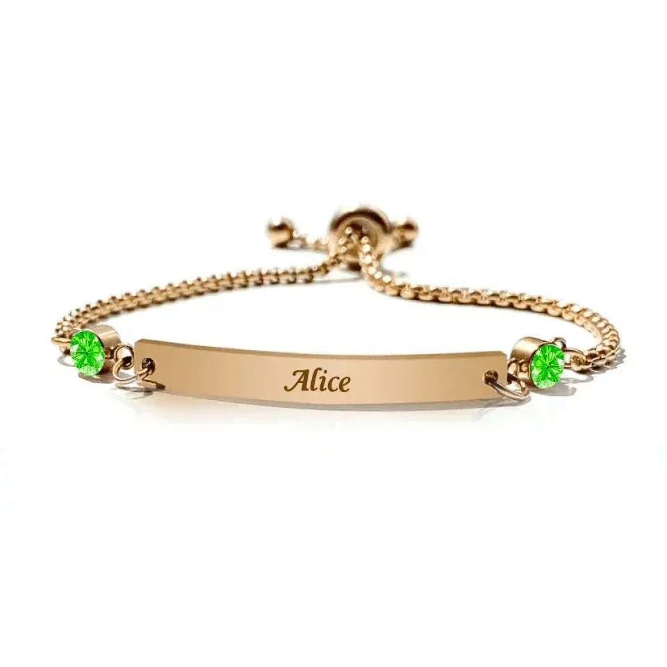 Customized Birthstone Bracelet - Personalized Name and Birthday Month Stone Memorial Bracelet - A Gift For Girlfriend,Wife,Mom,Sister,BFF,Bridesmaid