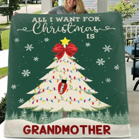 Customized Blanket For Christmas - Personalized Text And Grandchildren's Names Christmas Tree Warm and Soft Flannel Blanket - Christmas Gifts For Grandma - Joliny