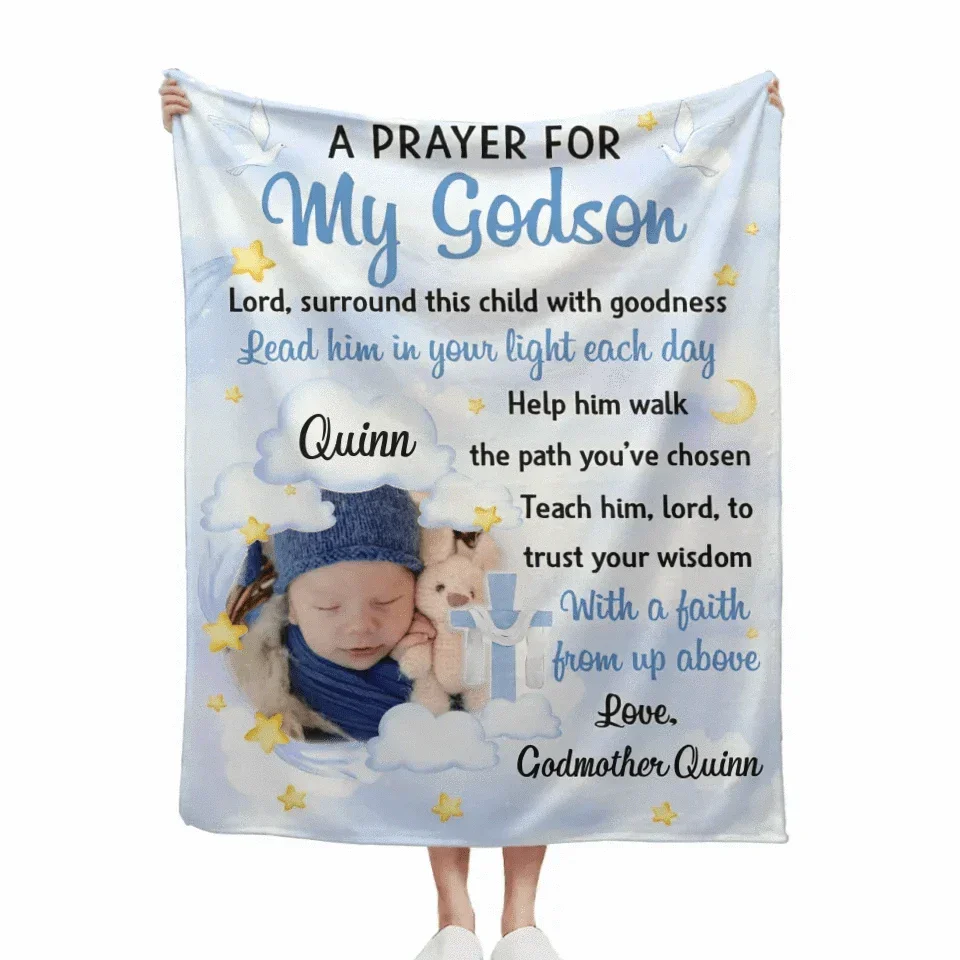 Customized Blanket Gifts for Baby - Personalized Baby Photo And Name Blanket Two Colors To Choose From - A Gift For Grandchildren,New Parents