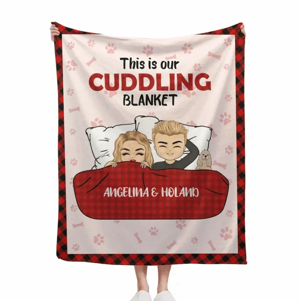 Customized Blankets For Couples And Pets - Personalized Cozy Cartoon Character and Pet Soft Flannel Memorial Blanket - A Gift For Family,Couple's other half