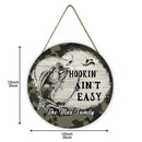 Customized Camping Themed Wooden Signage - Personalized Text Fishing Pattern Camouflage Style Round Wooden Door Plaque - A Gift For Family,Friend,Camping Enthusiasts,Angler - Joliny