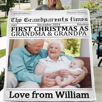 Customized Christmas Blankets - Personalized Nickname and Photo Christmas Memorial Blanket - A Gift For Family,Grandparents,Parents - Joliny