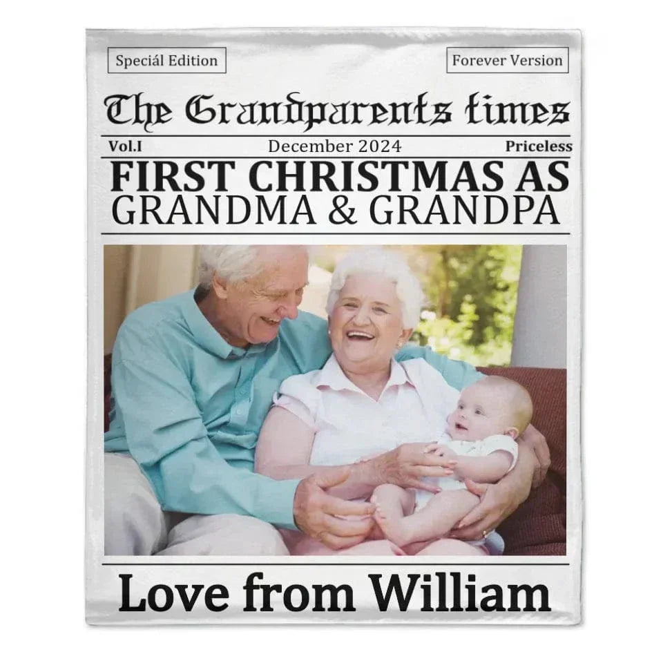 Customized Christmas Blankets - Personalized Nickname and Photo Christmas Memorial Blanket - A Gift For Family,Grandparents,Parents - Joliny