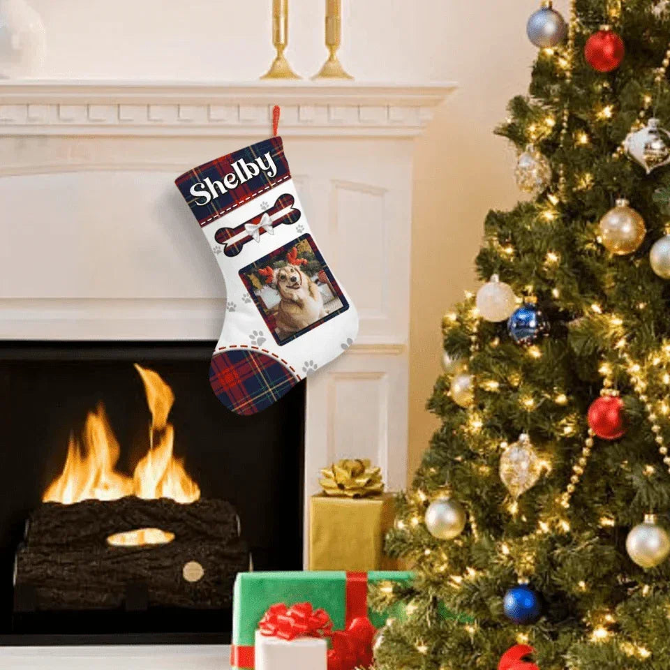 Customized Christmas Stockings Related To Pets - Christmas Themed Stocking With Personalized Pet Photos And Names - Christmas Gift For Pet Owners,Pet Lovers