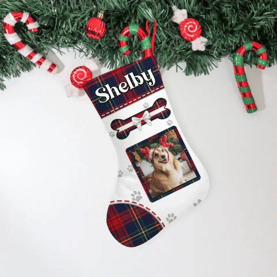 Customized Christmas Stockings Related To Pets - Christmas Themed Stocking With Personalized Pet Photos And Names - Christmas Gift For Pet Owners,Pet Lovers