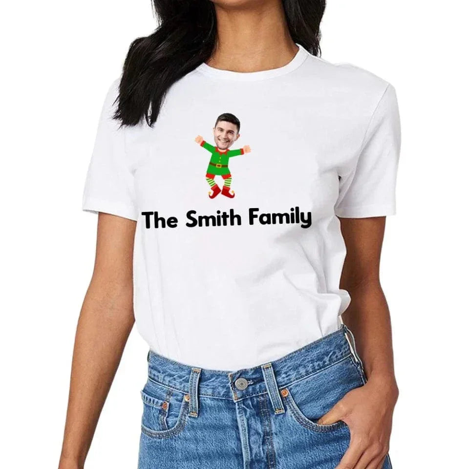 Customized Christmas Style Elf Costumes - Personalized Family Name And Photo Clothes - A Gift For Family,Team - Joliny