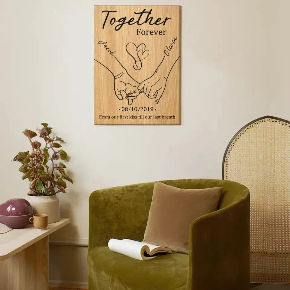 Customized Couple Memorial Wall Art - Personalized Couple's Name and Date Unframed Canvas Decorative Painting - A Gift For Husband,Wife,Anniversary - Joliny