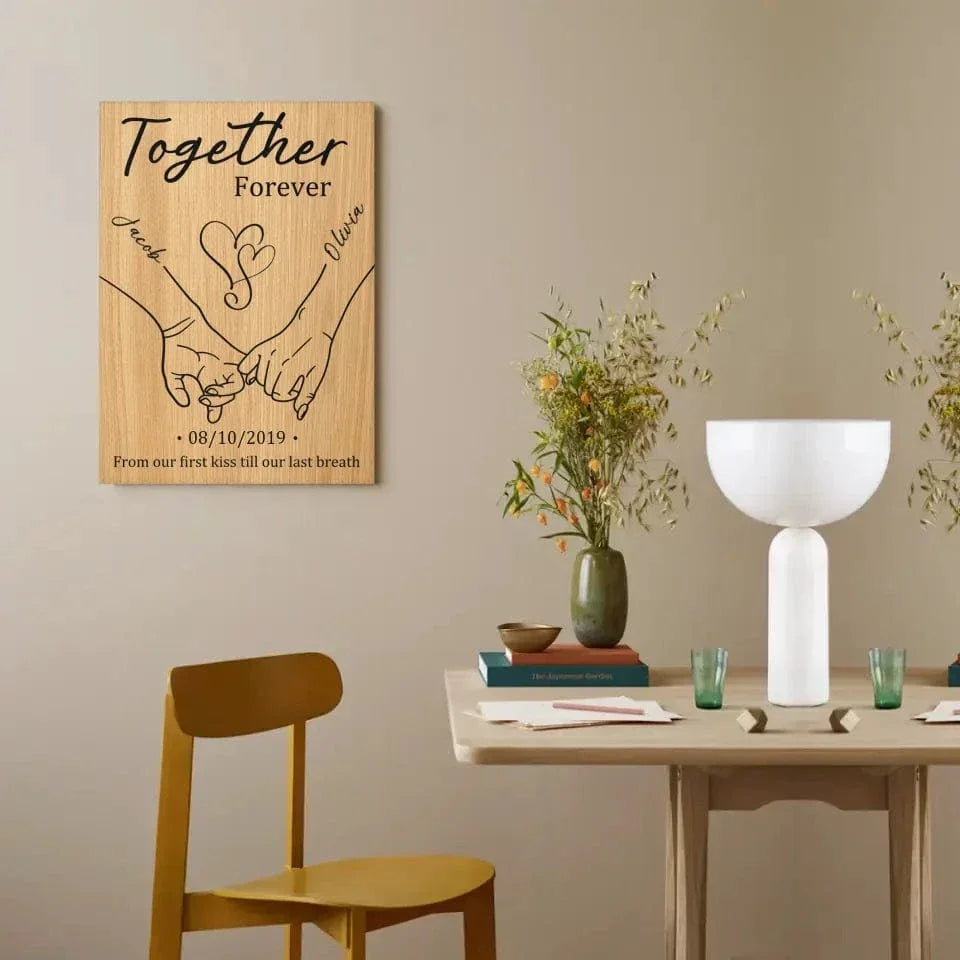 Customized Couple Memorial Wall Art - Personalized Couple's Name and Date Unframed Canvas Decorative Painting - A Gift For Husband,Wife,Anniversary - Joliny