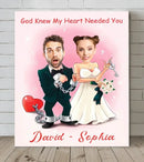 Customized Couple's Theme Wall Painting - Personalized Couple Photo and Name Wedding Character Image Frameless Canvas Painting - A Gift For Girlfriend,Boyfriend,Wife,Husband - Joliny