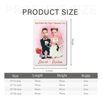 Customized Couple's Theme Wall Painting - Personalized Couple Photo and Name Wedding Character Image Frameless Canvas Painting - A Gift For Girlfriend,Boyfriend,Wife,Husband - Joliny