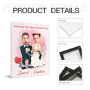 Customized Couple's Theme Wall Painting - Personalized Couple Photo and Name Wedding Character Image Frameless Canvas Painting - A Gift For Girlfriend,Boyfriend,Wife,Husband - Joliny