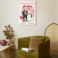 Customized Couple's Theme Wall Painting - Personalized Couple Photo and Name Wedding Character Image Frameless Canvas Painting - A Gift For Girlfriend,Boyfriend,Wife,Husband - Joliny